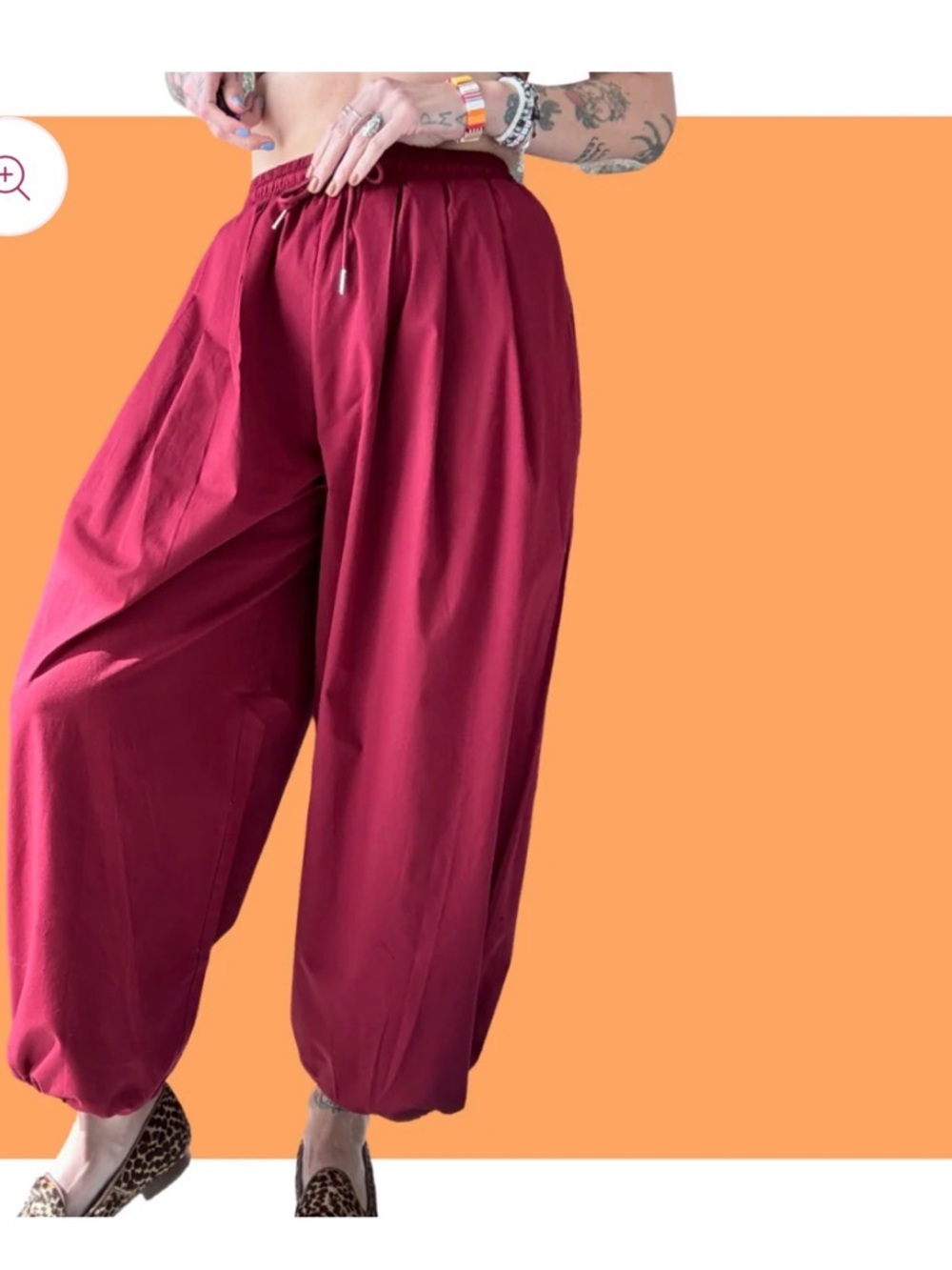 Wide-Leg / Balloon Pants in Burgundy